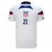 Cheap United States Timothy Weah #21 Home Football Shirt World Cup 2022 Short Sleeve